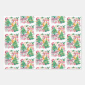 Preppy Christmas Tree Bow Pink Blue Coquette Geschenkpapier Set (Vorderseite)