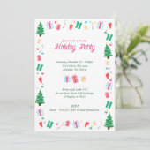 Preppy Christmas Tree Geschenk Candy Holiday Party Einladung (Stehend Vorderseite)