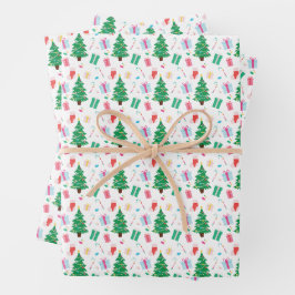 Preppy Christmas Tree Gift Candy Geschenkpapier Set