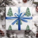 Preppy Christmas Tree Green Blue White Holidays Geschenkpapier<br><div class="desc">Wasserfarbe Nordic Spruce Weihnachtsbaum mit blauen und weißen Chinoiserie Ornamente. Diese Elemente wurden wirklich von Ihnen handgemalt,  bevor sie in ein sich wiederholendes Muster mit der Möglichkeit,  personalisierten Text hinzuzufügen angeordnet wurden.</div>