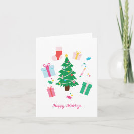 Preppy Christmas Tree Happy Holidays Karte
