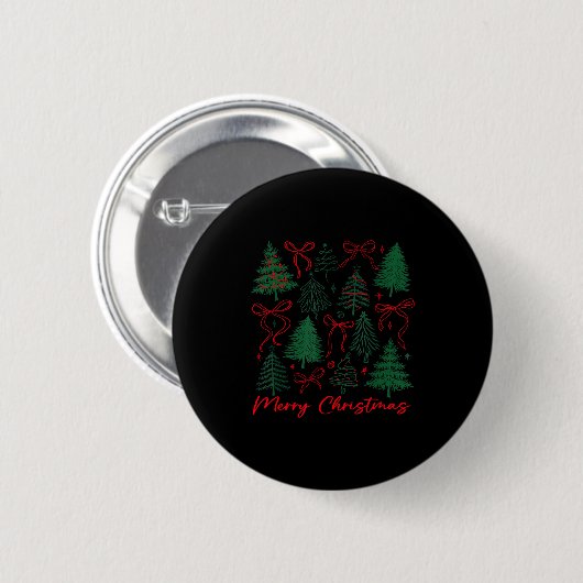 Preppy Christmas Tree Merry Xmas Girly Coquette Ki Button (Vorne & Hinten)