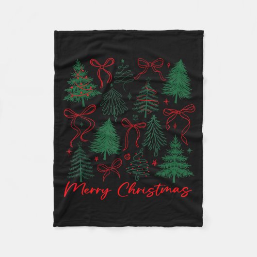 Preppy Christmas Tree Merry Xmas Girly Coquette Ki Fleecedecke (Vorderseite)