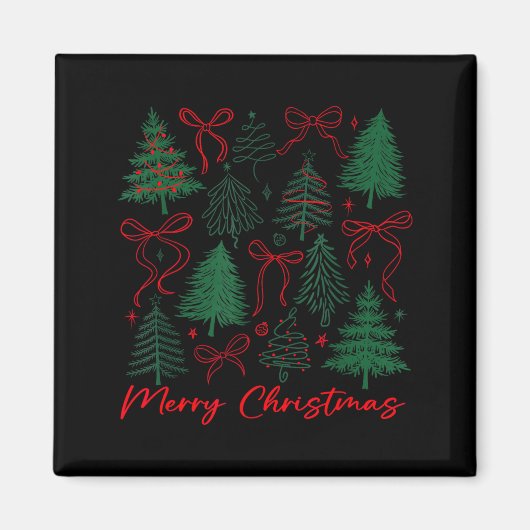 Preppy Christmas Tree Merry Xmas Girly Coquette Ki Magnet (Vorne)