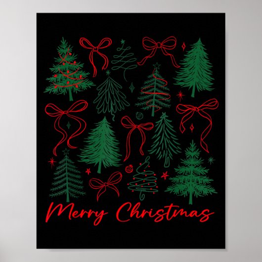 Preppy Christmas Tree Merry Xmas Girly Coquette Ki Poster (Vorne)