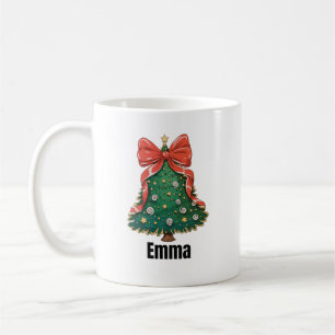 Preppy Christmas Tree mit Big Red Bow Festival Kaffeetasse