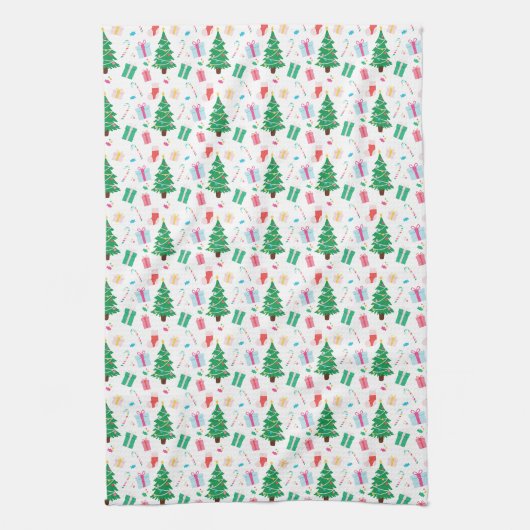 Preppy Christmas Tree Muster Geschirrtuch (Vertikal)