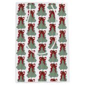 Preppy Christmas Tree Red Bow Hand Drawn Coquette Mittlere Geschenktüte (Vorderseite)
