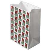 Preppy Christmas Tree Red Bow Hand Drawn Coquette Mittlere Geschenktüte (Rückseite Schrägansicht)
