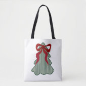 Preppy Christmas Tree Red Bow Hand Drawn Coquette Tasche (Vorderseite)