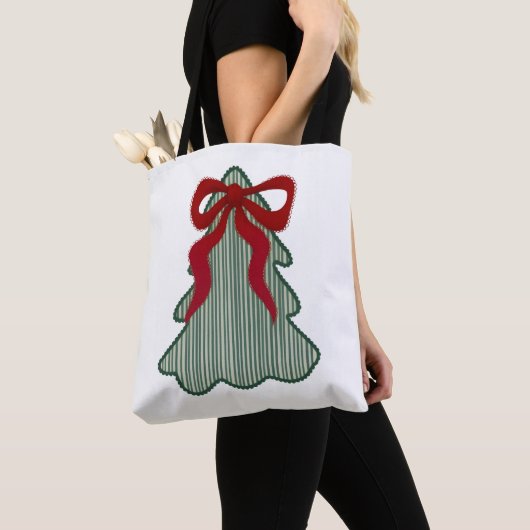 Preppy Christmas Tree Red Bow Hand Drawn Coquette Tasche (Von Nahem)