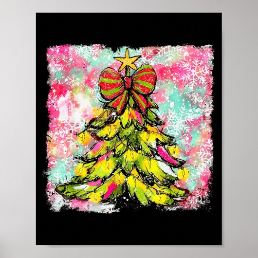 Preppy Christmas Tree Sungles Coquette Xmas Girly Poster (Vorne)