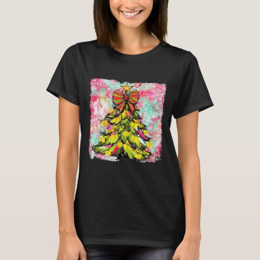 Preppy Christmas Tree Sungles Coquette Xmas Girly T-Shirt (Vorderseite)