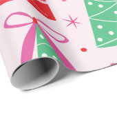 Preppy Christmas Trees mit rosa Bögen und Geschenk Geschenkpapier (Rolleneckpunkt)