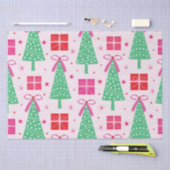 Preppy Christmas Trees mit rosa Bögen und Geschenk Seidenpapier (Handwerk)