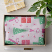 Preppy Christmas Trees mit rosa Bögen und Geschenk Seidenpapier (Geschenk)