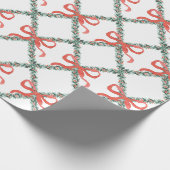 Preppy Christmas Trellis mit Red Bows Geschenkpapier (Ecke)