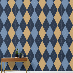 Preppy Classic Argyle Navy, Khaki & Smoke Blau Tapete