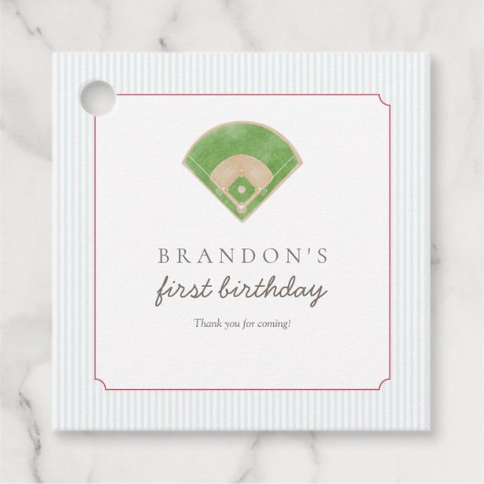 Preppy Classic Baseball First Birthday Rookie One Geschenkanhänger (Vorderseite)