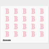 Preppy Classic Pink Chevon Letter B Monogram Runder Aufkleber (Blatt)