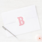 Preppy Classic Pink Chevon Letter B Monogram Runder Aufkleber (Umschlag)