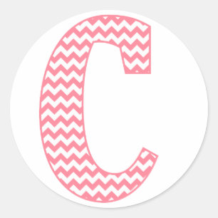 Preppy Classic Pink Chevon Letter C Monogram Runder Aufkleber