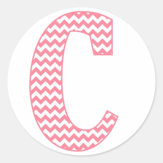 Preppy Classic Pink Chevon Letter C Monogram Runder Aufkleber (Vorderseite)