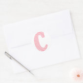 Preppy Classic Pink Chevon Letter C Monogram Runder Aufkleber (Umschlag)