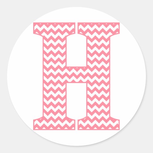Preppy Classic Pink Chevon Letter H Monogram Runder Aufkleber (Vorderseite)
