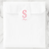 Preppy Classic Pink Chevon Letter S Monogram Runder Aufkleber (Tasche)