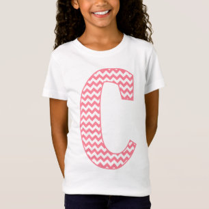 Preppy Classic Pink Zickzack Letter C Monogram T-Shirt