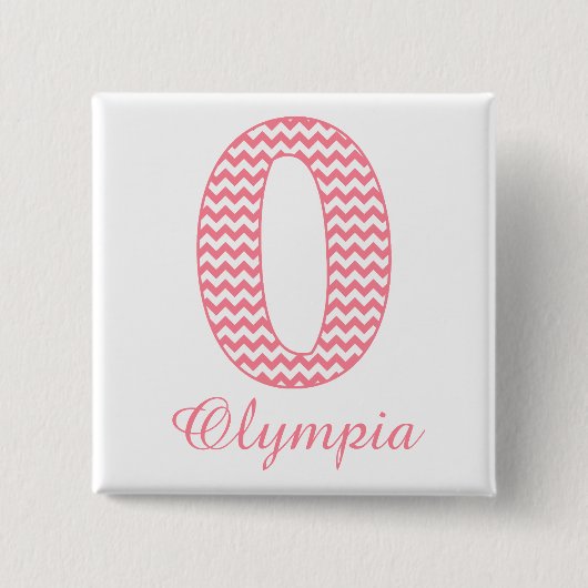Preppy Classic Pink Zickzack Letter O Monogram Button (Vorderseite)