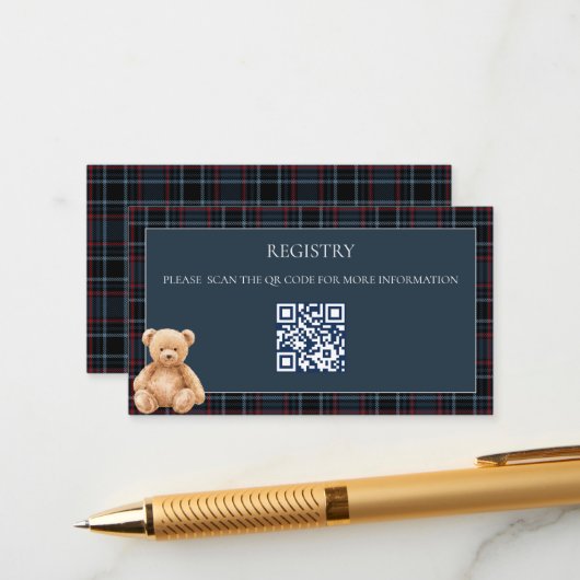 Preppy Classic Teddy Bear Baby Shower Begleitkarte (Vorderseite/Rückseite Beispiel)