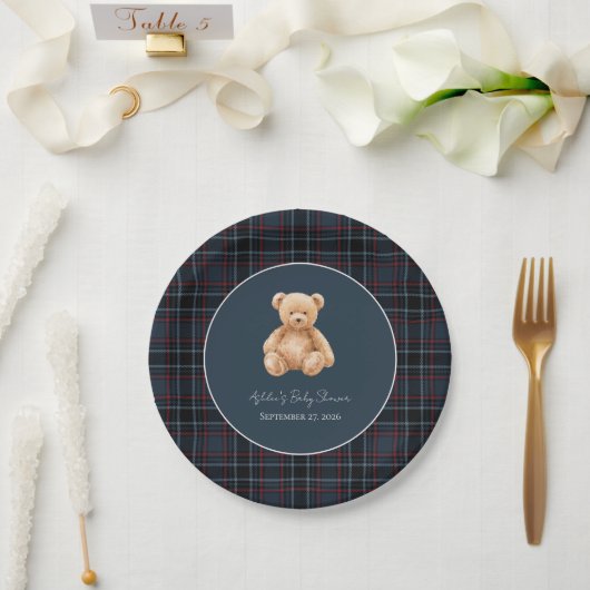 Preppy Classic Teddy Bear Baby Shower Pappteller (Hochzeit)