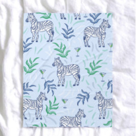 Preppy Classic Zebras und Martinis Blue Fleecedecke