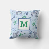 Preppy Classic Zebras und Martinis Blue Monogram Kissen (Rückseite)