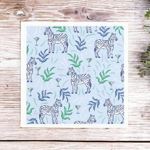 Preppy Classic Zebras und Martinis Blue Serviette