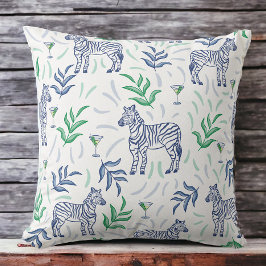 Preppy Classic Zebras und Martinis White Kissen
