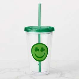 Preppy Clover Happy Face Acrylic Tumbler Acryltrinkbecher