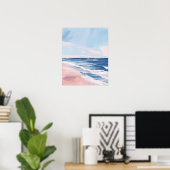 Preppy Coastal Beach Gouache Art Poster (Heimbüro)