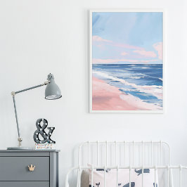 Preppy Coastal Beach Gouache Art Poster