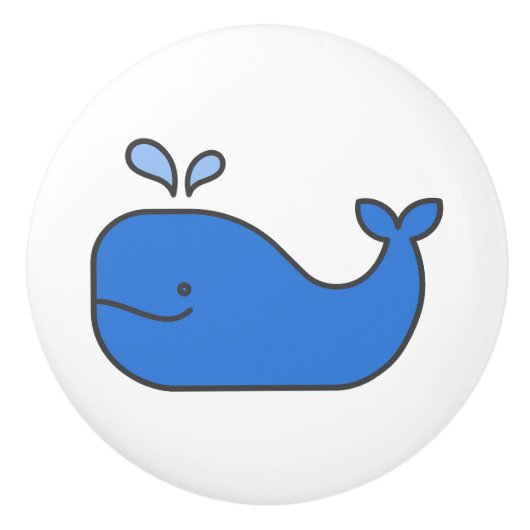 Preppy Coastal Blue Whale Keramikknauf (Vorderseite)