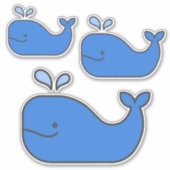 Preppy Coastal Blue Whales Aufkleber (Vorderseite)