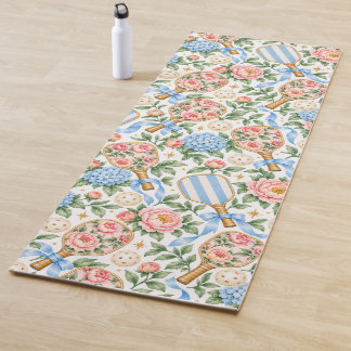 Preppy Coastal Chic Pickleball Blau & Rosé Yogamatte