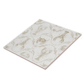 Preppy Coastal Lobsters and Crabs in Sandy Beige Fliese (Seite)