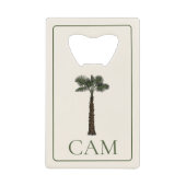 Preppy Coastal Palm Tree Monogram Geldbeutel Flaschenöffner (Vorderseite)