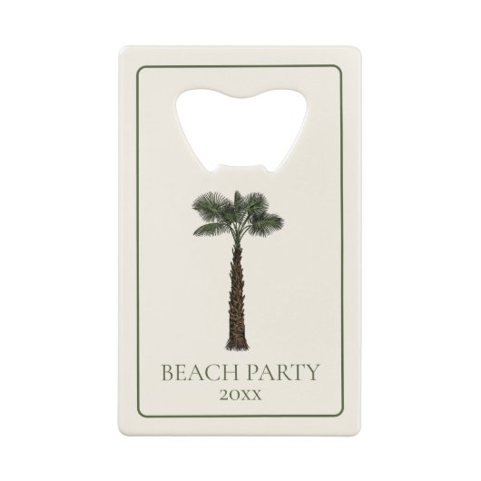 Preppy Coastal Palm Tree Monogram Geldbeutel Flaschenöffner (Rückseite)