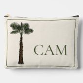 Preppy Coastal Palm Tree Monogram Zubehörtasche (Vorderseite)