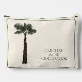 Preppy Coastal Palm Tree Monogram Zubehörtasche (Rückseite)