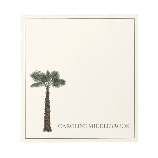 Preppy Coastal Palm Tree Personalized Notizblock (Vorderseite)